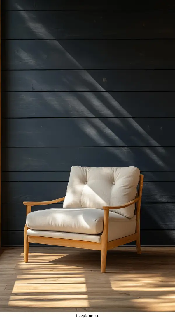 Modern Wooden Armchair in a Minimalist Room