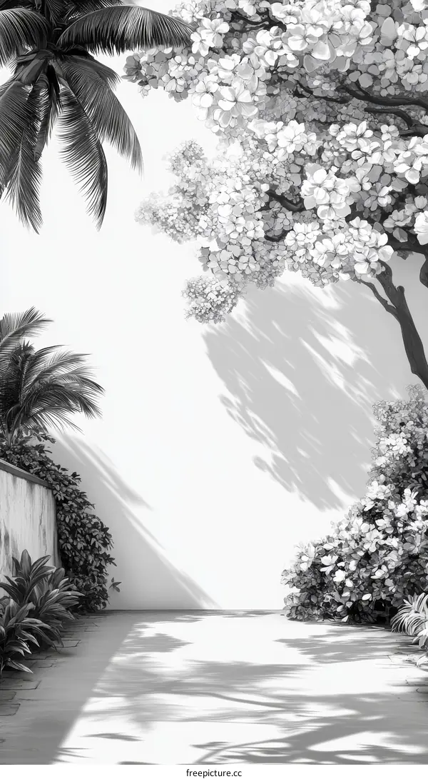 Tropical Garden Pathway Illustration