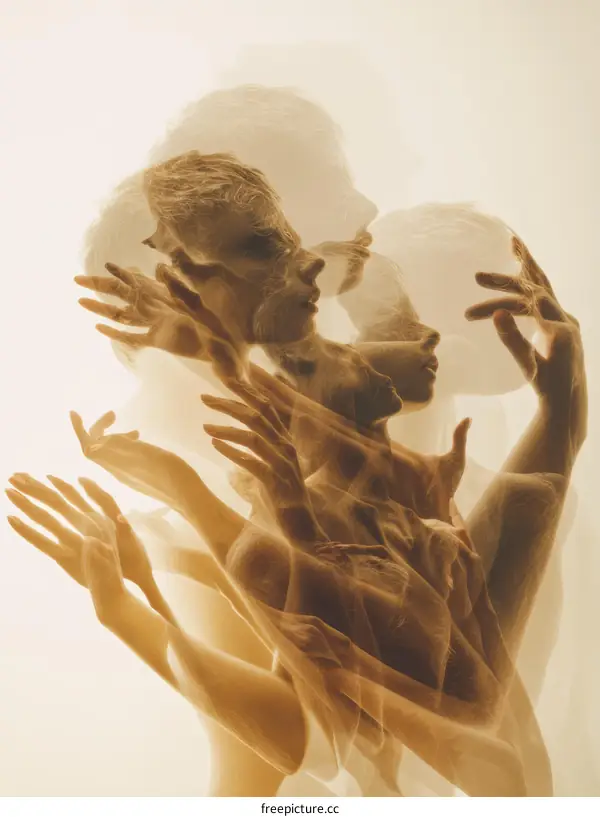 Multiple Exposure Abstract Portrait of Caucasian Women