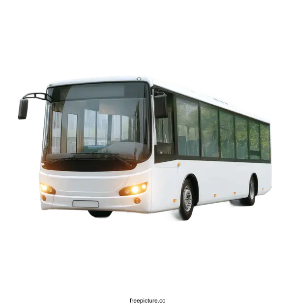 [Transparent Background PNG]Modern White Bus on a White Background