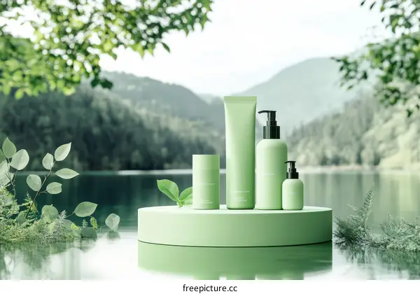 Natural Cosmetic Products Display by the Lakeside