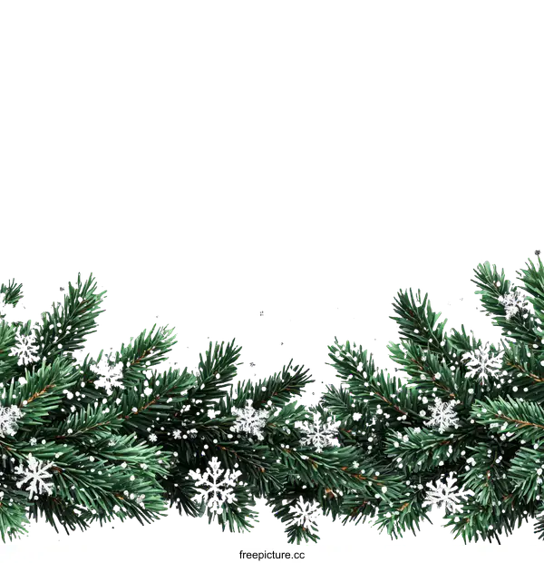 [Transparent Background PNG]Christmas Fir Branches with Snowflakes