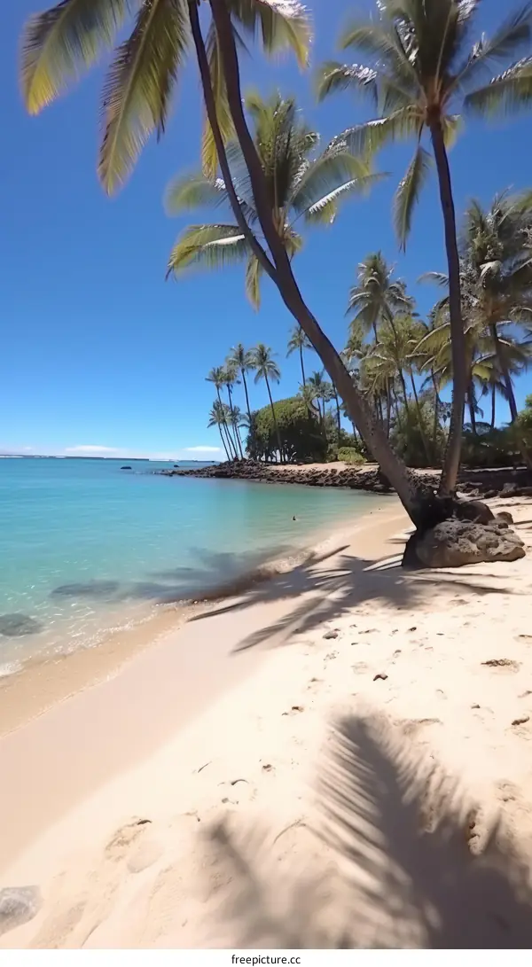Tropical Beach Paradise with Palm Trees