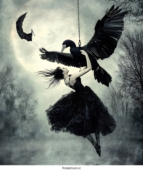 Woman on a Swing with a Bird