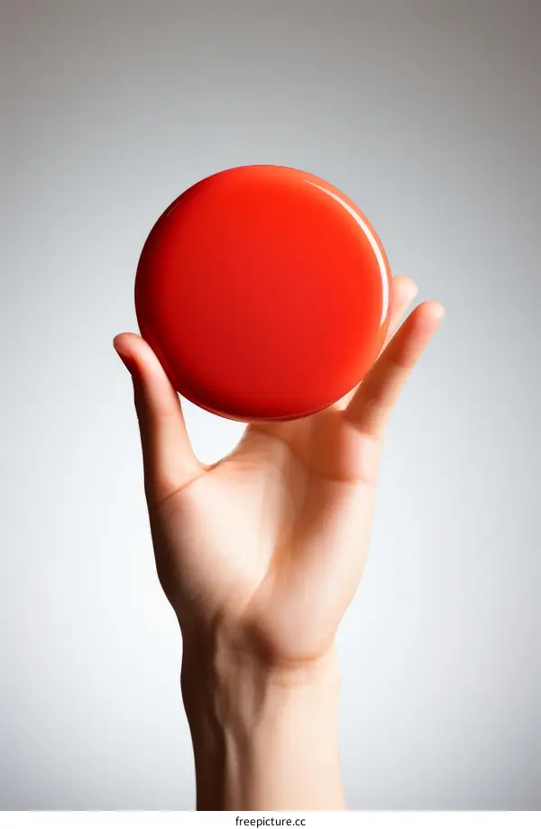 Hand Holding a Smooth Red Puck