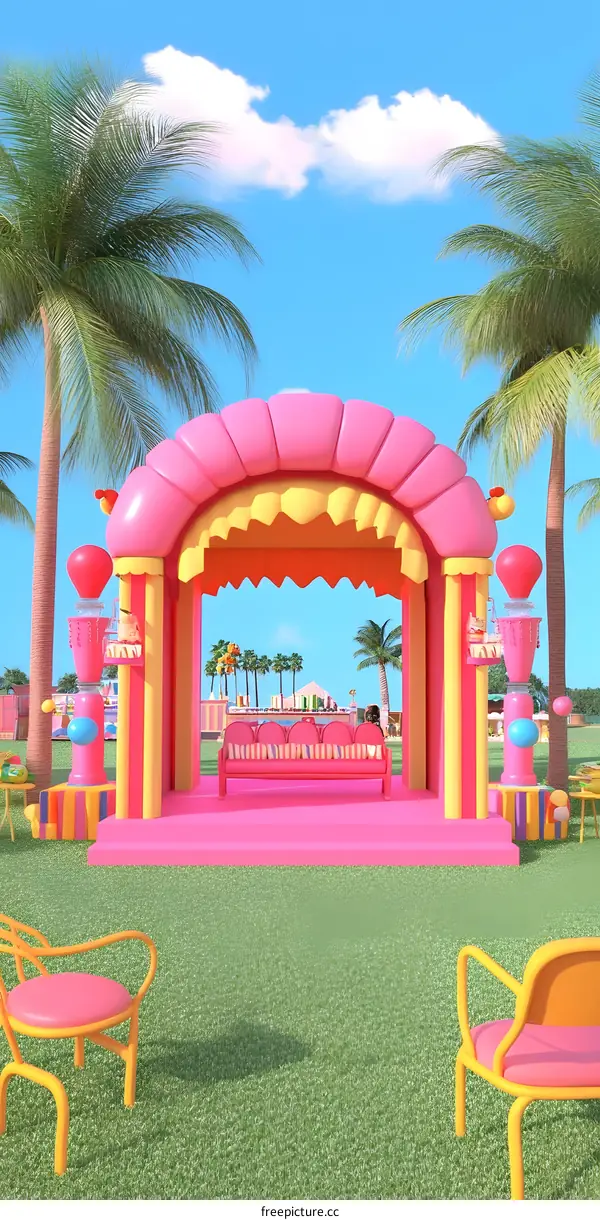 Colorful Archway Entrance to Palm Tree Paradise