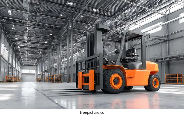 Modern Warehouse Interior with Forklift