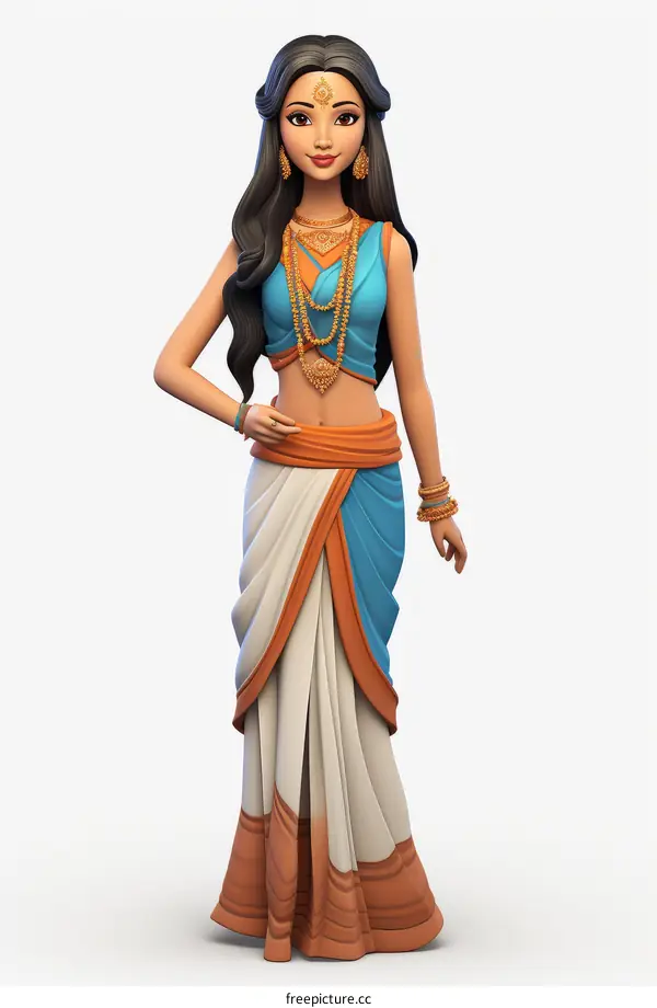 An Indian woman wearing a traditional outfit