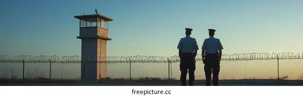 Prison Security Guard Duty at Dawn