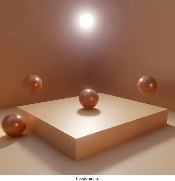 Abstract Minimalist Brown Sphere on Platform with Light