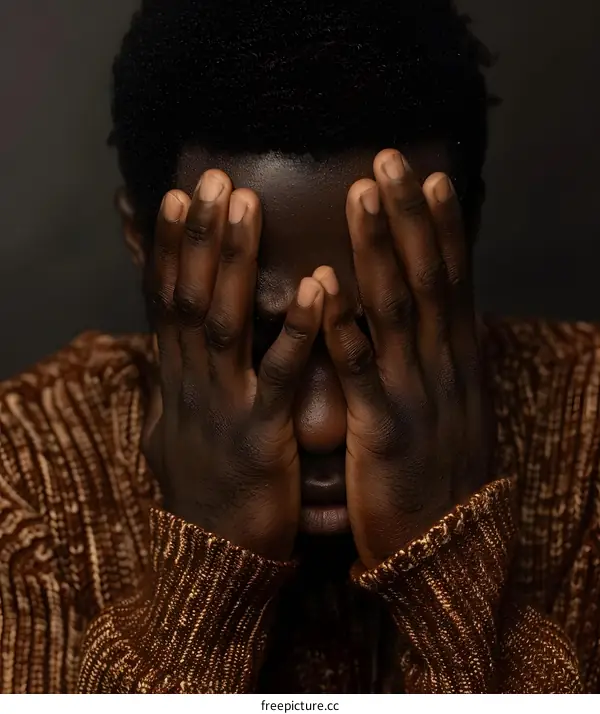 Man Covering Face with Hands