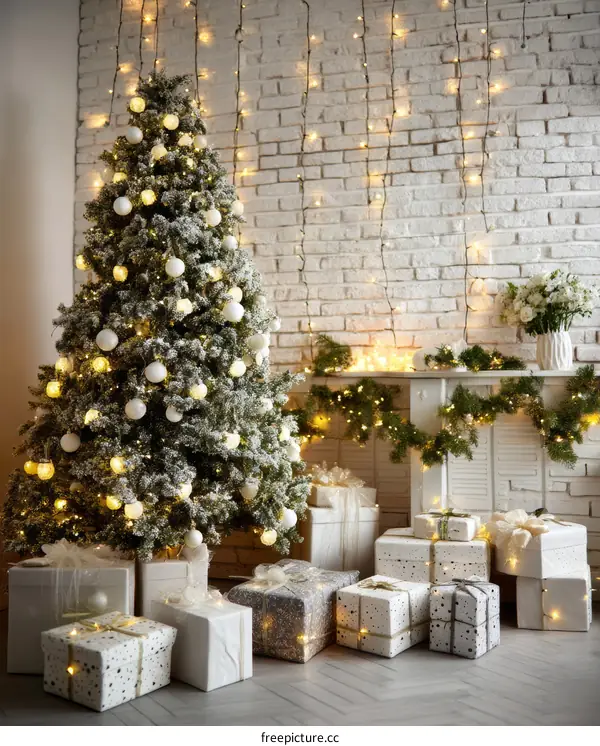 Christmas Decor with Lights and Gifts