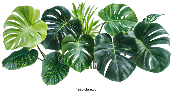 [Transparent Background PNG]Green Tropical Leaves Isolated On White Background