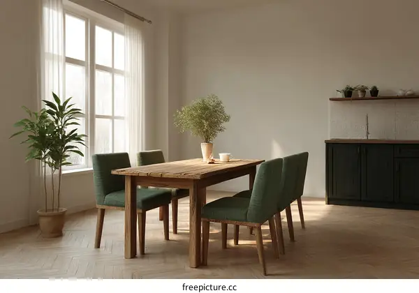 Rustic Dining Room Interior Design Illustration