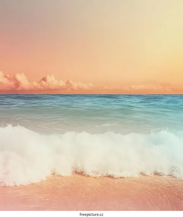 Sea Waves Crashing on Sandy Beach at Sunset