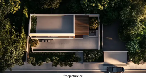 Modern House Design with Patio and Lawn in the Backyard