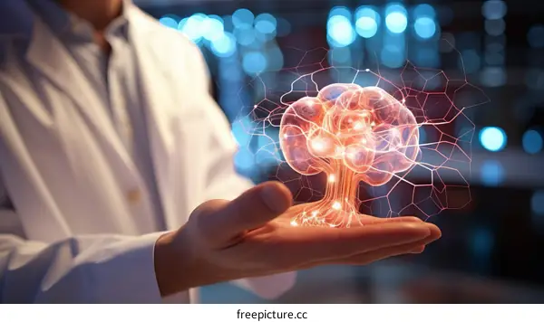 Doctor Holding a Glowing Brain: The Future of AI