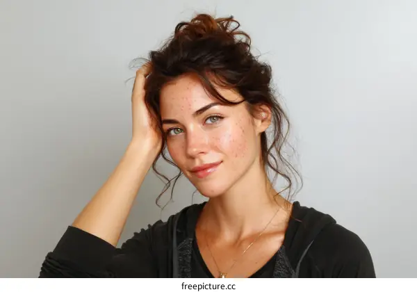 Close Up Portrait of a Woman with Freckles