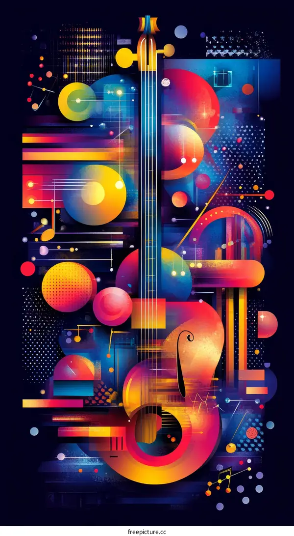 Abstract Colorful Violin Illustration