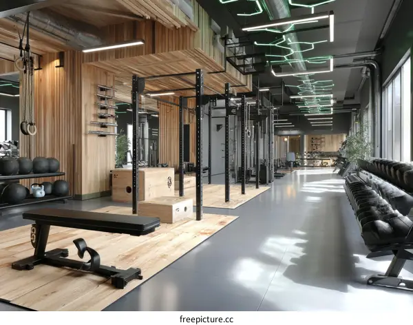 Modern Industrial Fitness Studio Interior Design