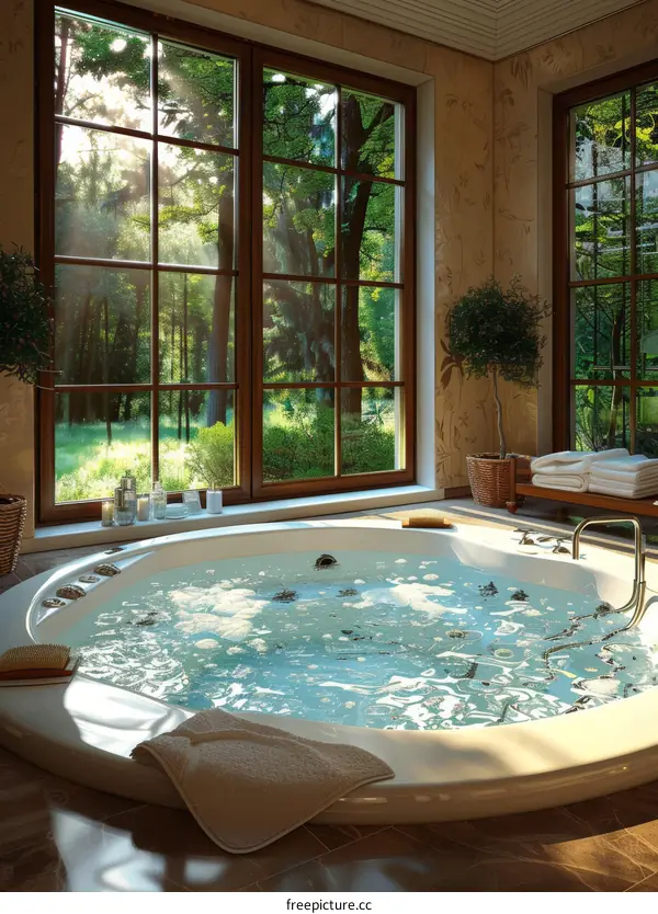 Luxury Indoor Jacuzzi with Large Windows