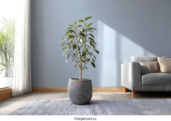 Modern Living Room Interior with a Plant