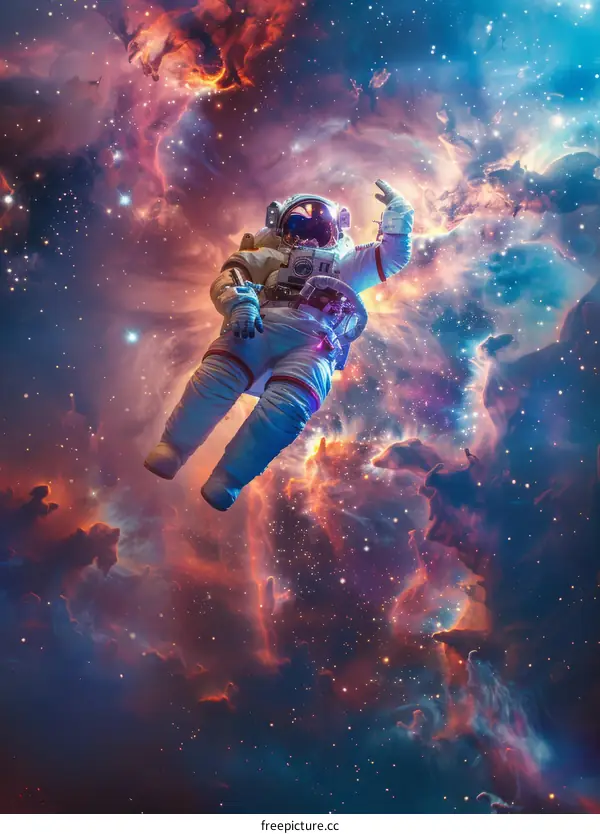 Astronaut in Colorful Nebula