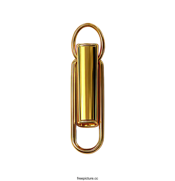 [Transparent Background PNG]Golden Paperclip Illustration