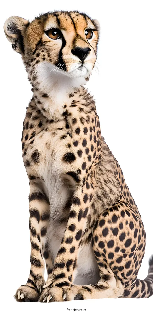 Cheetah Sitting on White Background