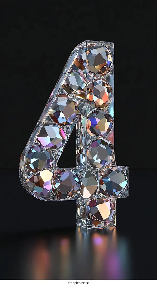 Number Four Crystal Diamond Design Illustration