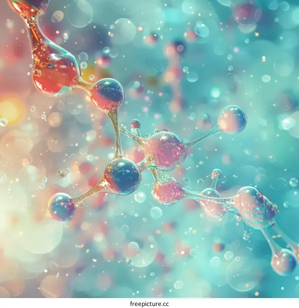 Blue and Pink Abstract Atom Illustration