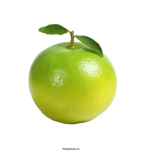 [Transparent Background PNG]Fresh Green Grapefruit with Leaves