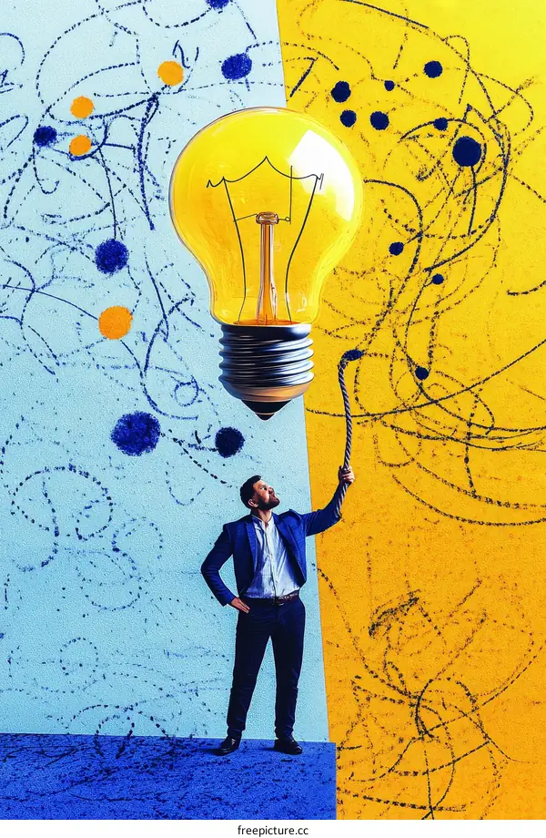 Inspiration Idea Lightbulb Illustration with Businessman