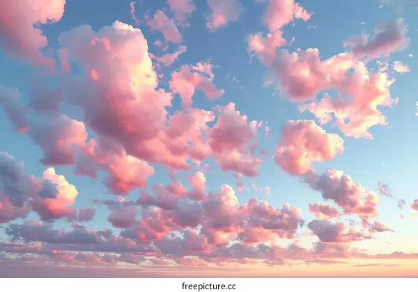 Beautiful sunset sky with pink clouds