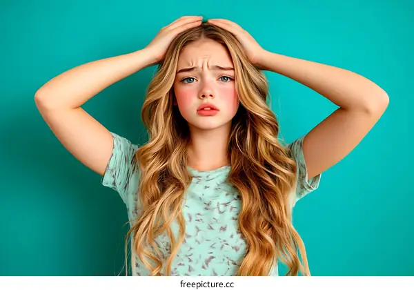 Teenage Girl Expressing Stress or Anxiety