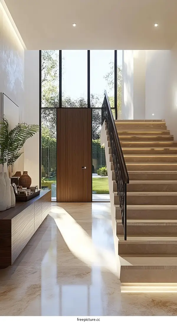Modern Elegant Entrance Hallway with Staircase