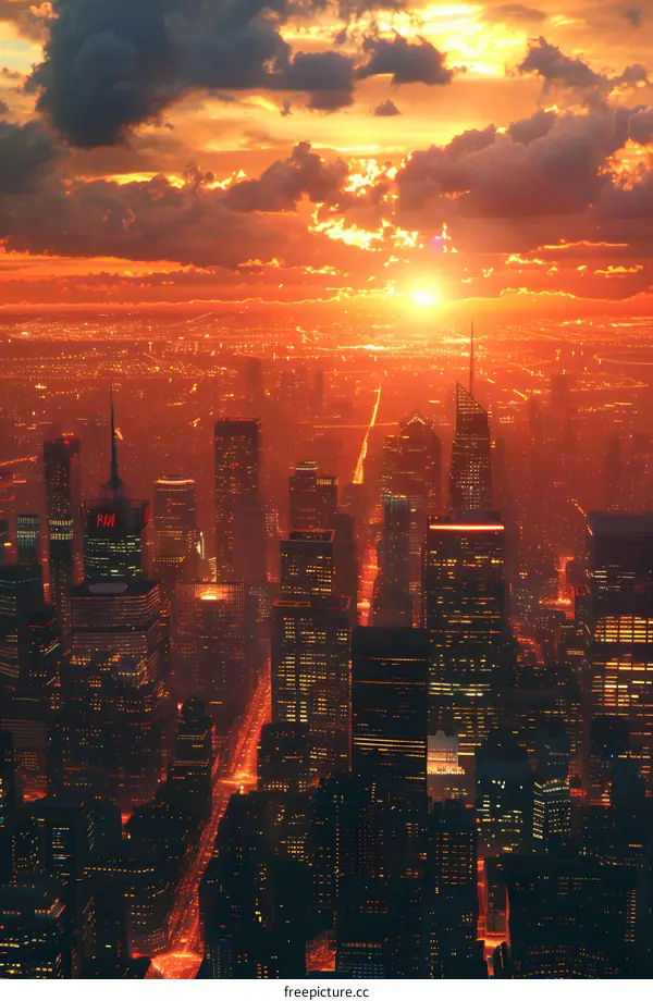 Chicago Skyline Sunset