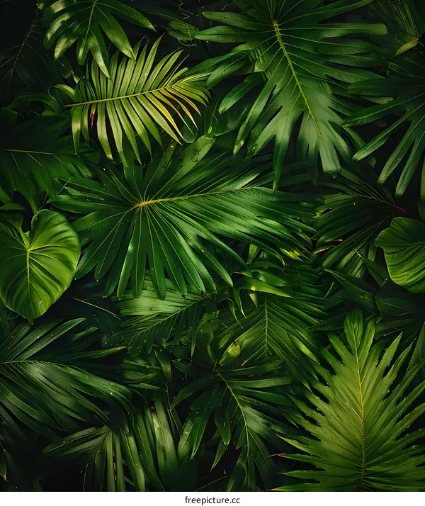 Green Lush Tropical Leaves Background