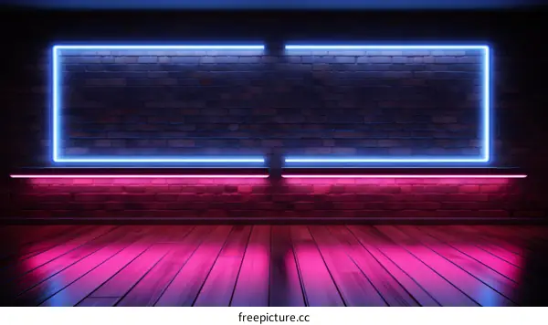 Blue and Pink Neon Lights in a Dark Room