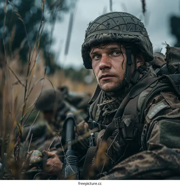 Soldier in the field during a military exercise