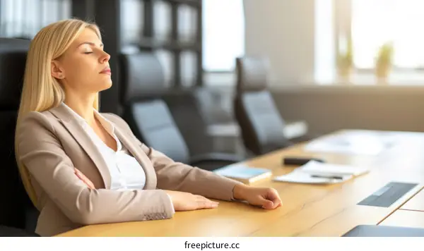 Businesswoman taking a break in the office