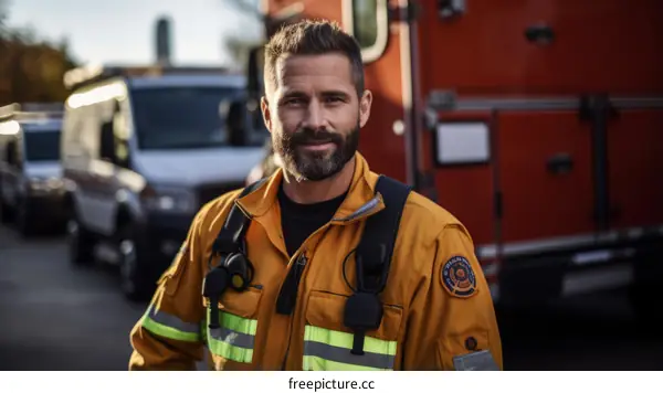 portrait of a firefighter in protective gear