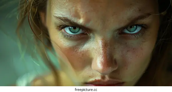 Close Up Portrait of a Woman with Intense Gaze