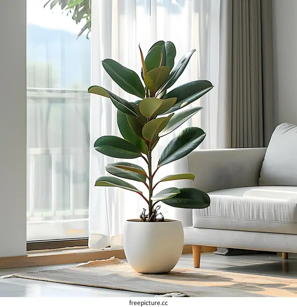 Green Plant in White Pot in Modern Living Room
