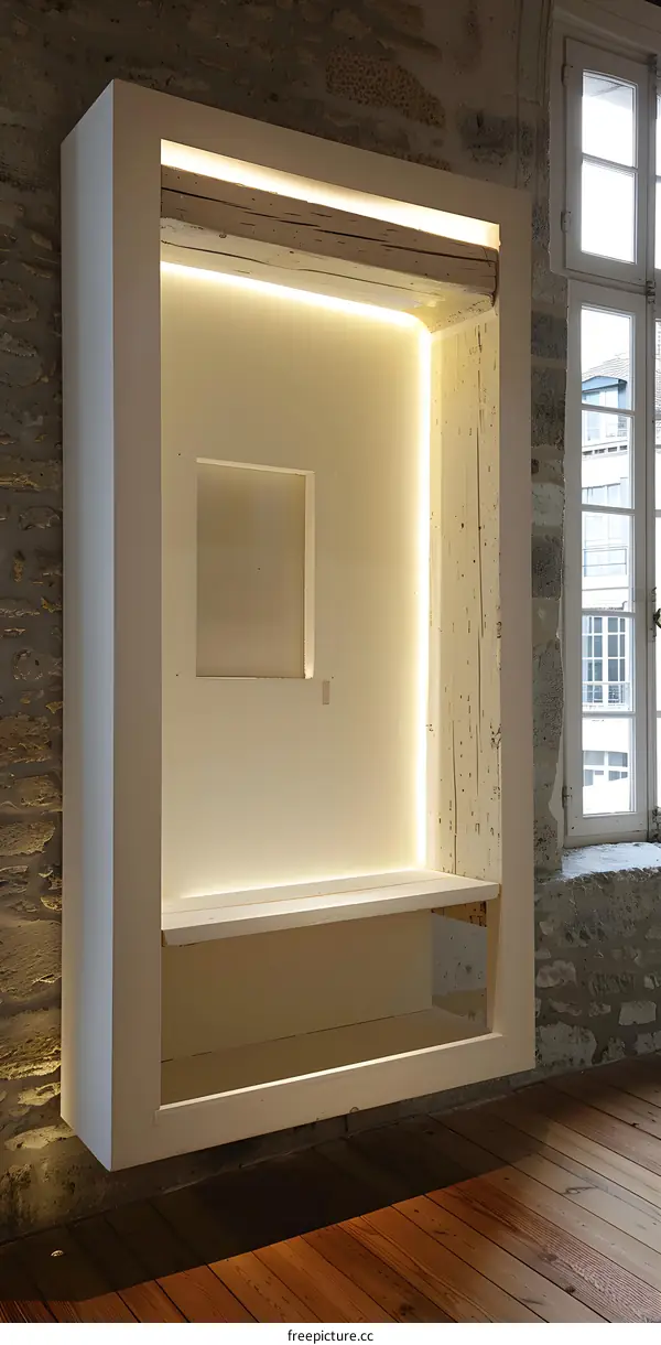 White Minimalist Shelf with Built in LED Lights