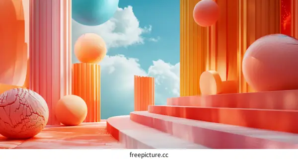 Abstract Geometric Architectural Scene Design