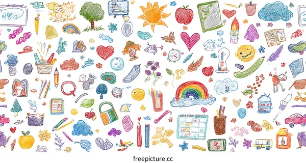 Colorful Childrens Doodle Pattern