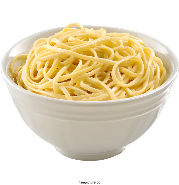 [Transparent Background PNG]Bowl of cooked linguine pasta