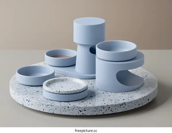 Blue Ceramic Tabletop Decor with Circular Base