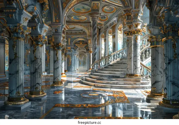 Grandiose Royal Hall Interior Design Illustration